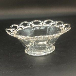 Imperial Glass CROCHETED CRYSTAL Open Edged Bowl -  Candy Bowl / Serving Bowl.